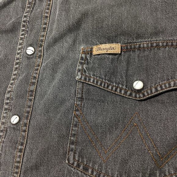 Authentic Wrangler Pearl Snap Shirt Long Sleeve Gray S - Picture 4 of 11